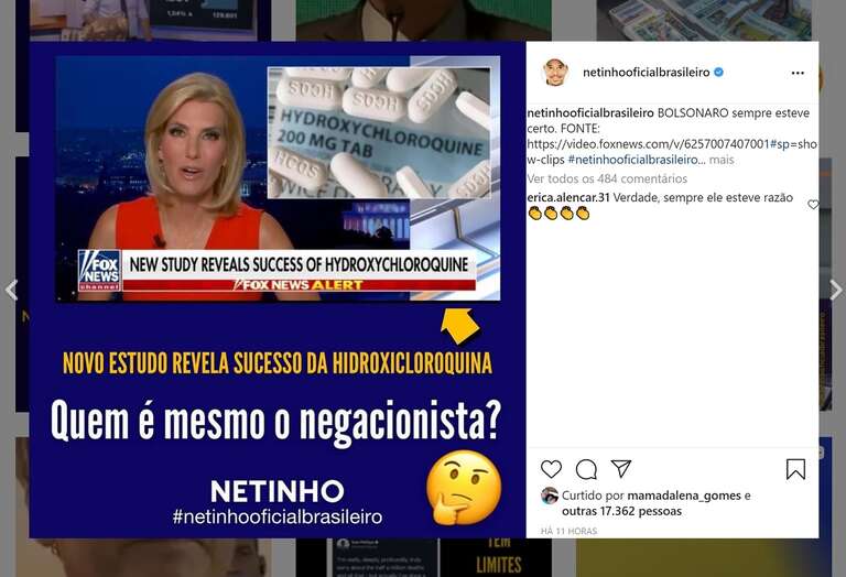 Entenda o estudo sobre hidroxicloroquina citado pelo cantor Netinho no Instagram