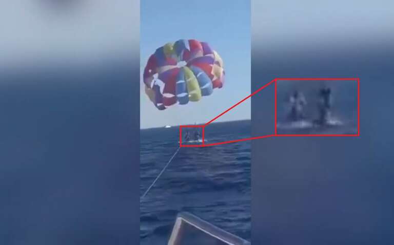 Flagrante em vídeo: homem é atacado por tubarão enquanto voa de parapente