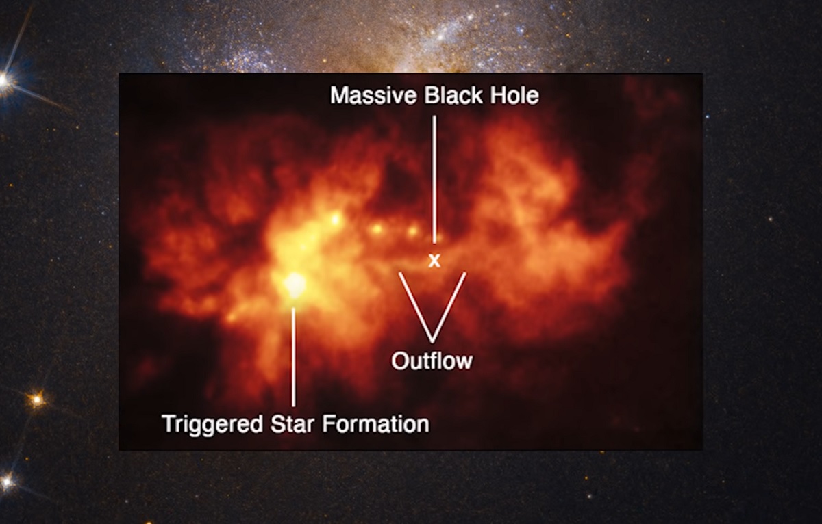 Hubble captura imagem inédita: um buraco negro dando origem a uma estrela 