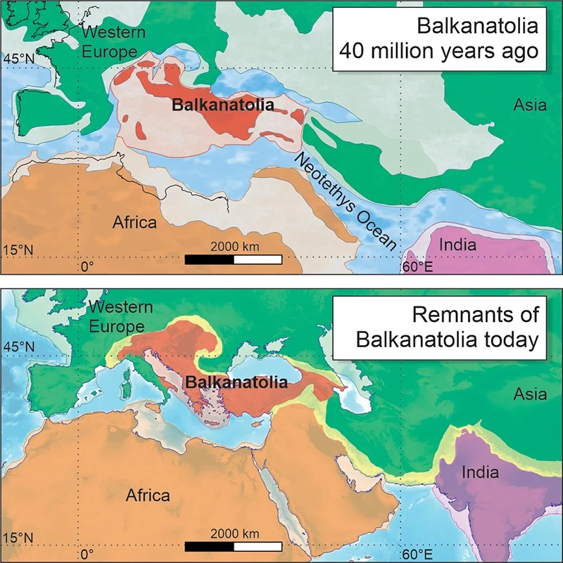 Balkanatolia: continente &#34;perdido&#34; que existiu há 40 milhões de anos na Europa
