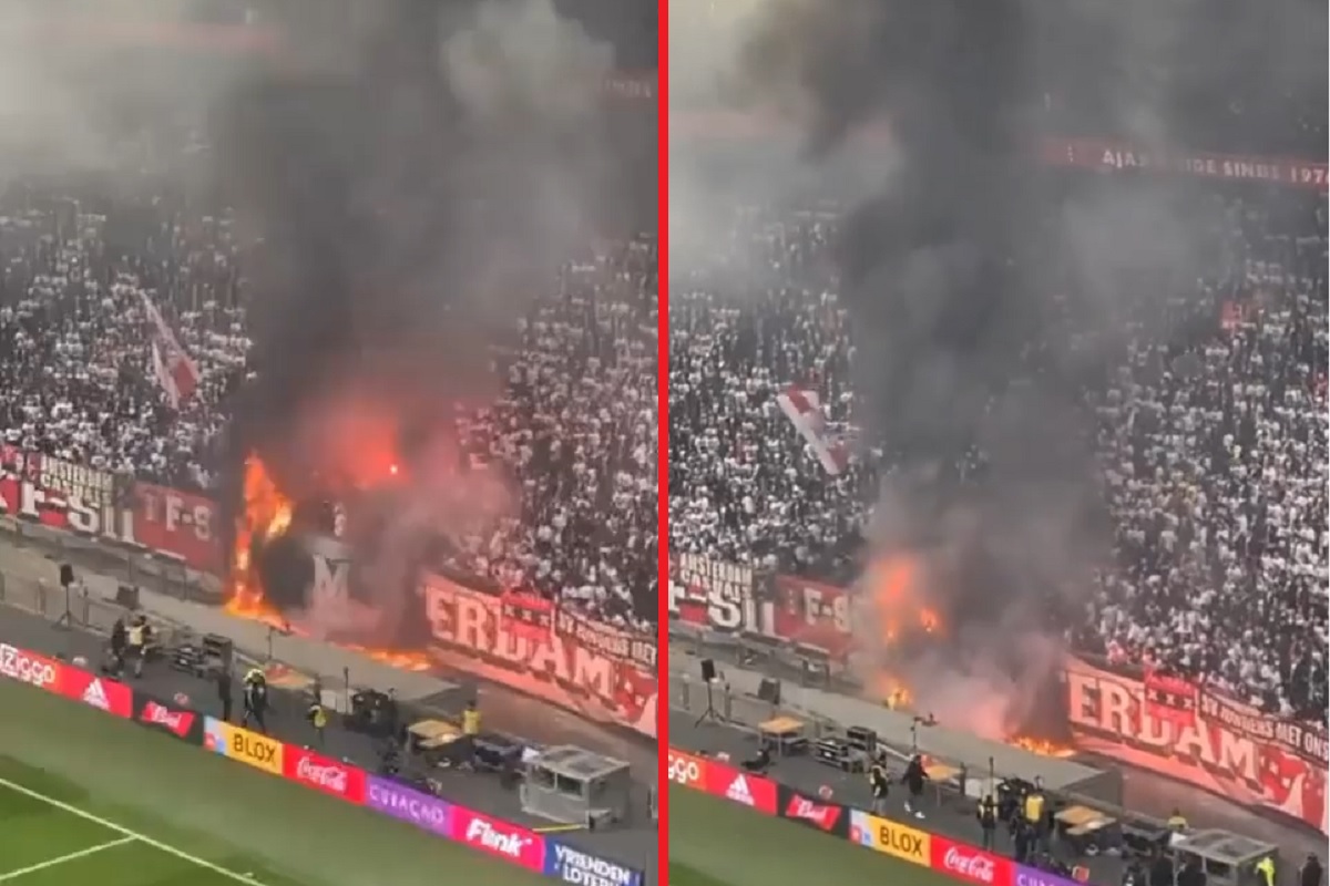 VÍDEO: na Holanda, torcida do Ajax faz jogo ser atrasado após sinalizadores iniciarem incêndio em estádio