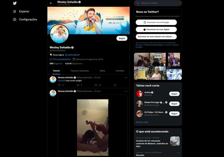 Perfil do Twitter do cantor Wesley Safadão é hackeado e exibe mensagens racistas e pornográficas