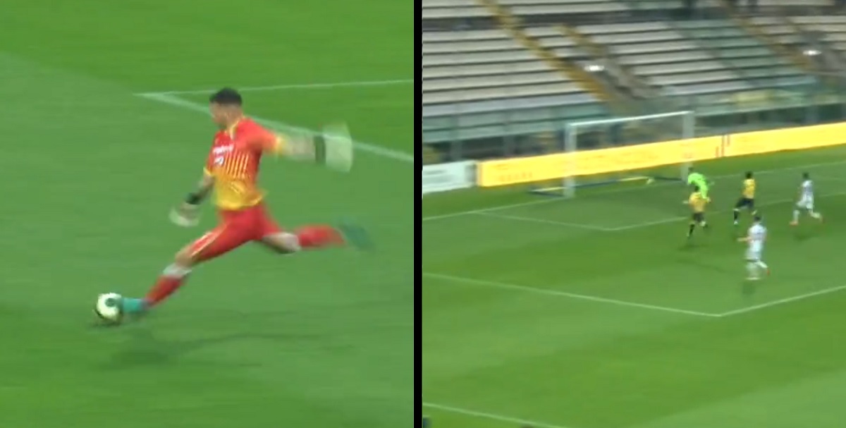 VÍDEO: goleiro do Modena, da Itália, faz um gol incrível e se torna viral na web