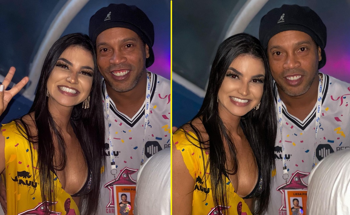 Saiba quem é a modelo que estava ao lado do Ronaldinho Gaúcho em camarote da Sapucaí 