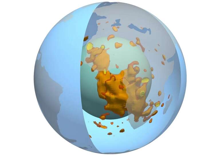 Cientistas descobrem que as duas bolhas no manto da Terra possuem tamanhos bem diferentes
