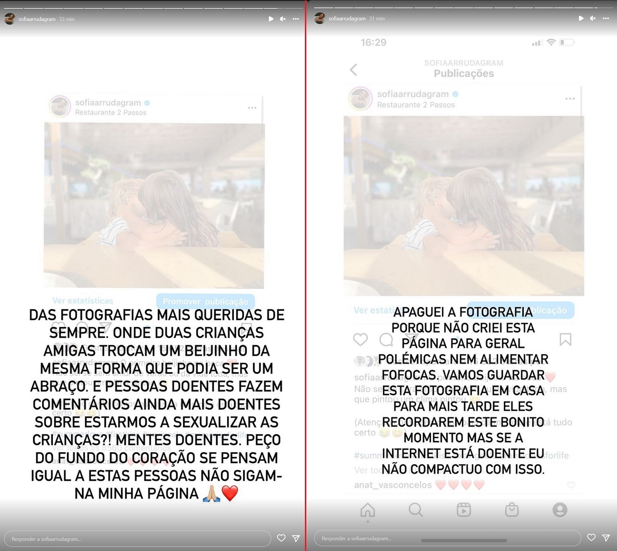 Influenciadora e apresentadora portuguesa Sofia Arruda é criticada por foto do filho beijando menina