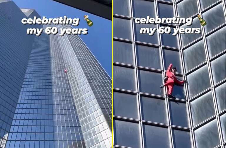 Para celebrar 60 anos, "Homem-Aranha" da França escala arranha-céu de 187 m em Paris