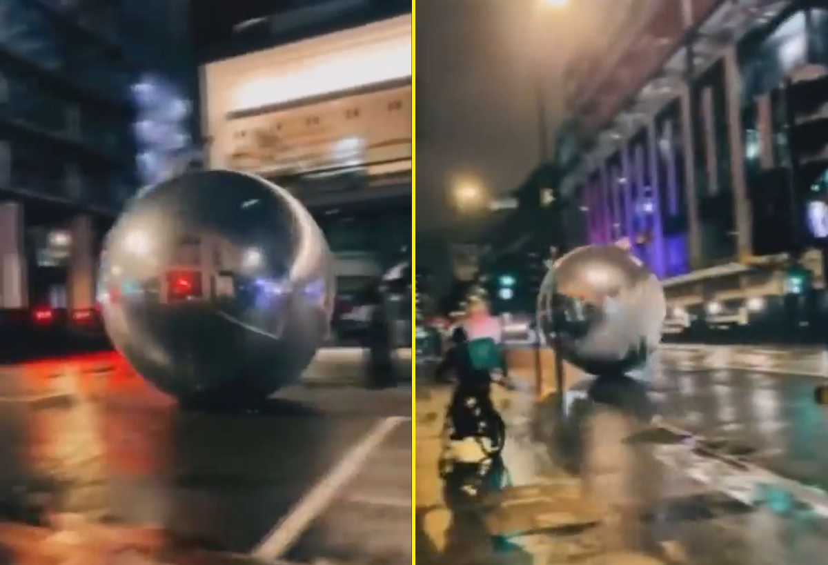 VÍDEO: bolas de Natal de cinco metros rolam pelas ruas de Londres e assustam moradores