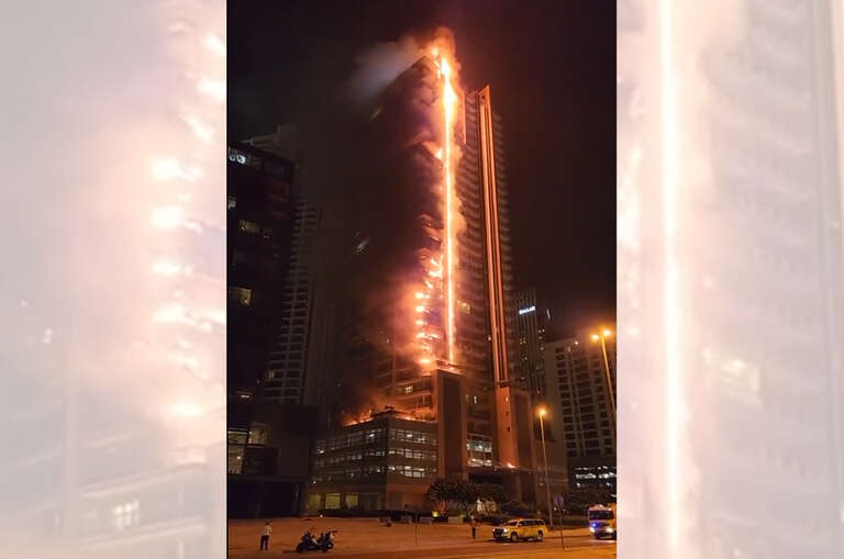 VÍDEO: incêndio atinge prédio de 35 andares em Dubai, perto do famoso Burj Khalifa