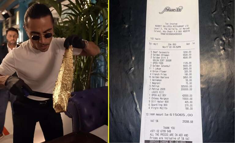Chef Salt Bae é criticado por divulgar conta de mais de R$ 900.000 de seu restaurante em Abu Dhabi