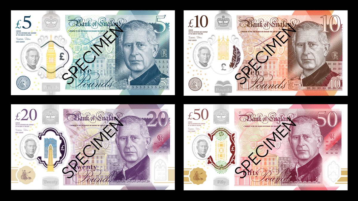 Reino Unido apresenta as novas notas de libra com o rosto do rei Charles III
