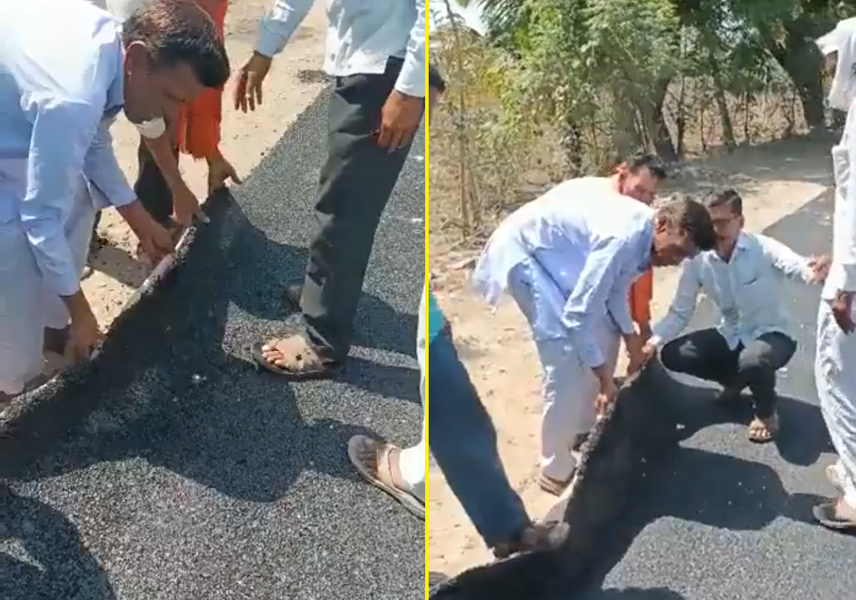 VÍDEO: empreiteira da Índia tenta enganar população e coloca asfalto falso em estrada