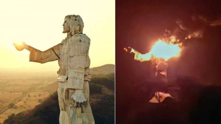 Raio destrói estátua de Cristo de 33 m em Chiapas, no México