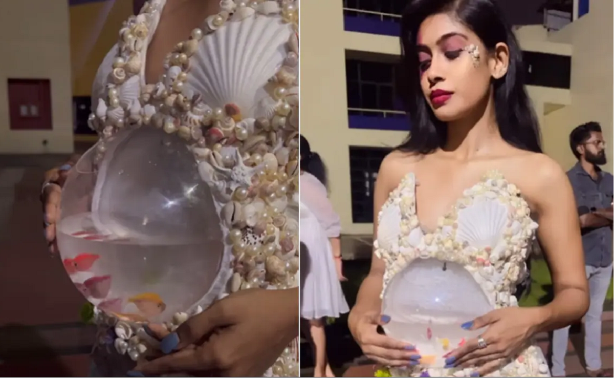VÍDEO: modelo indiana usa vestido com aquário cheio de peixinhos e causa polêmica