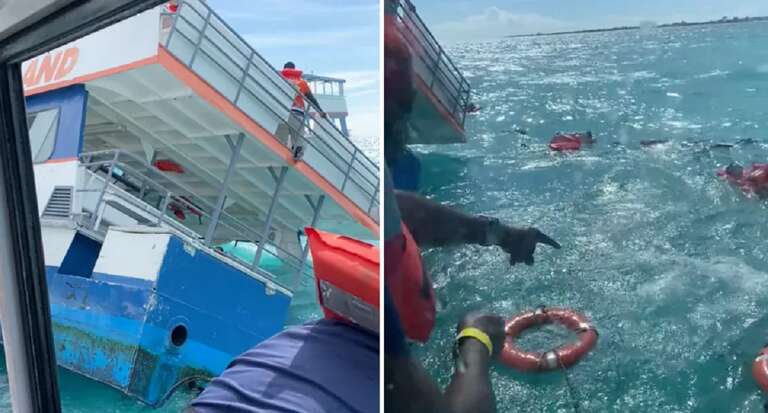 VÍDEO: balsa com mais de 100 turistas naufraga nas Bahamas; uma pessoa morreu