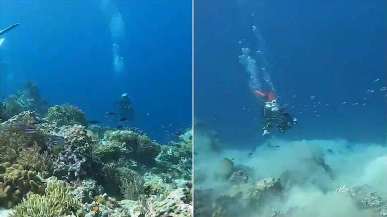 Novo medo desbloqueado: mergulhador registra momento em que forte terremoto agita o fundo do mar