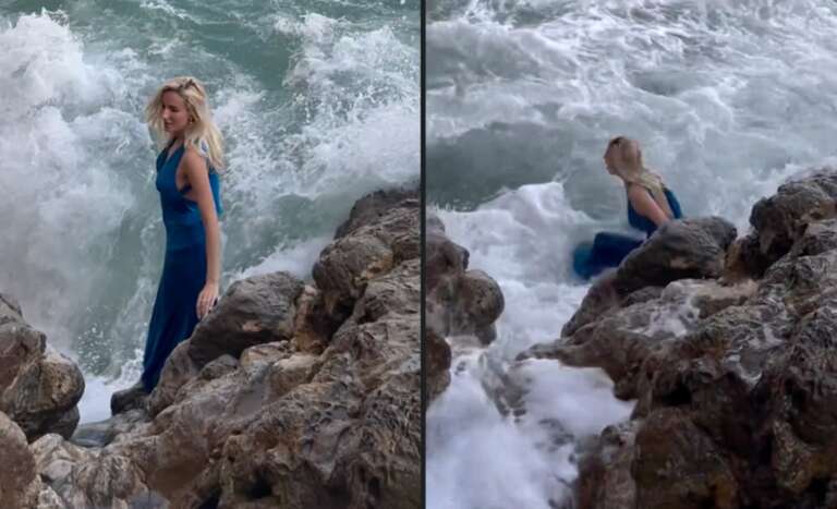 VÍDEO: sessão de fotos na praia quase vira tragédia após modelo ser arrastada por onda nos EUA