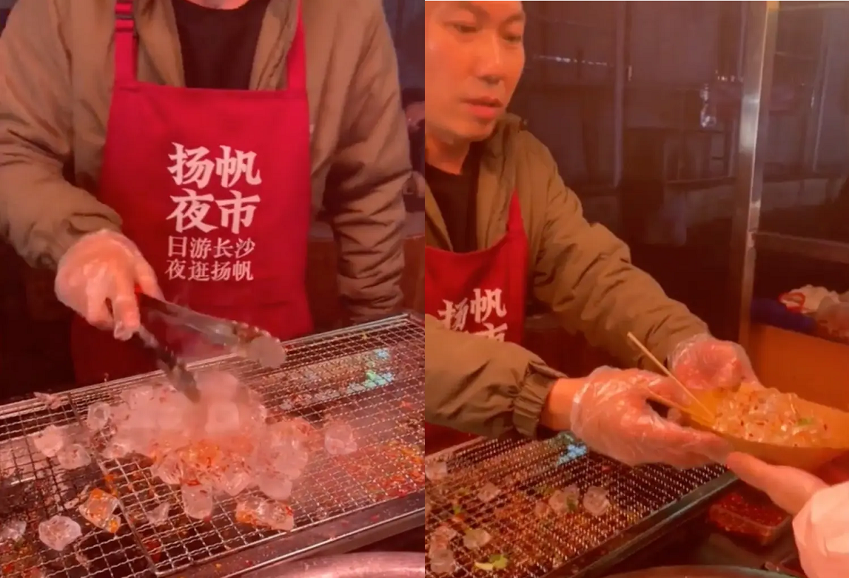 Não é mentira! Gelo grelhado virou comida de rua na China