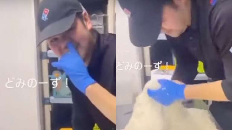 VÍDEO: funcionário de loja da Domino’s em Amagasaki, no Japão, põe o dedo no nariz e passa na massa da pizza