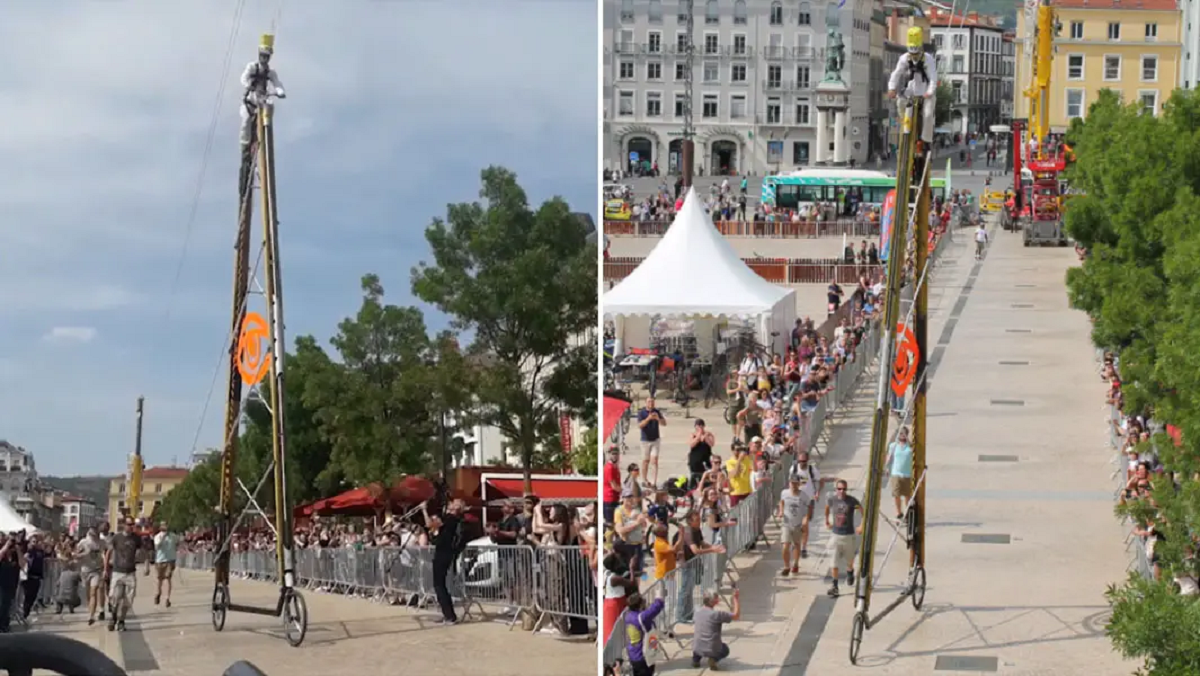 Teria coragem de andar? Franceses criam a mais alta bicicleta do mundo, com quase oito metros